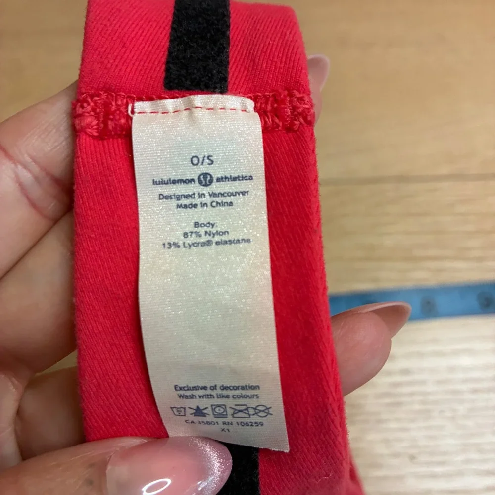 Lululemon Athletica Bang Buster Headband Red Wide Non-Slip Reflective Logo O/S